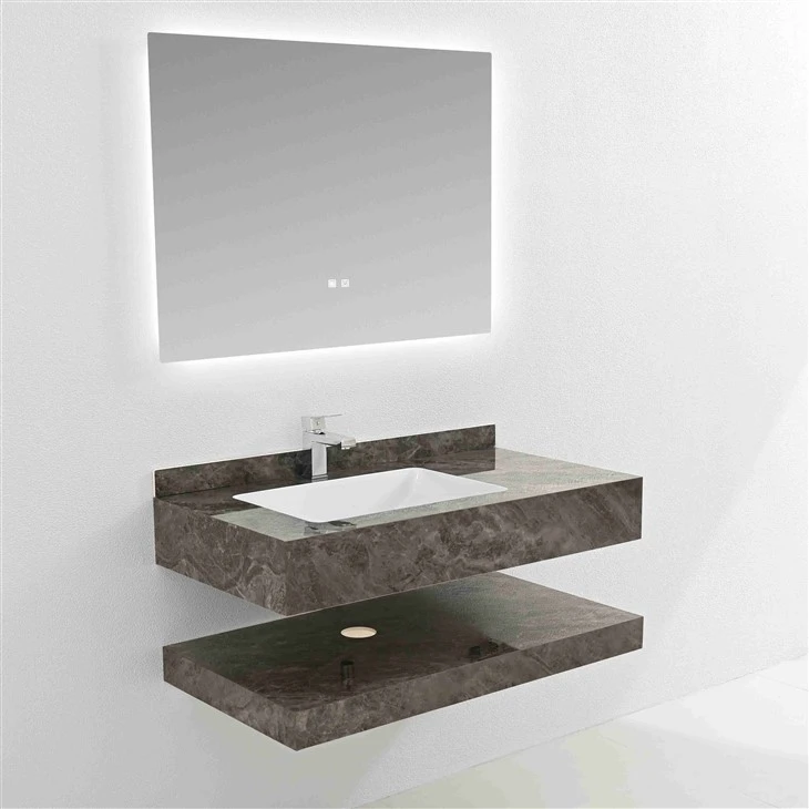 Marble Dark Brown Net Mynstur Sintered Stone Baðherbergi Vanity