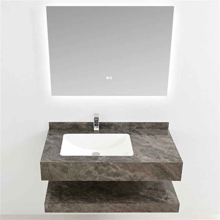 Marble Dark Brown Net Pattern Sintered Stone Bathroom Vanity