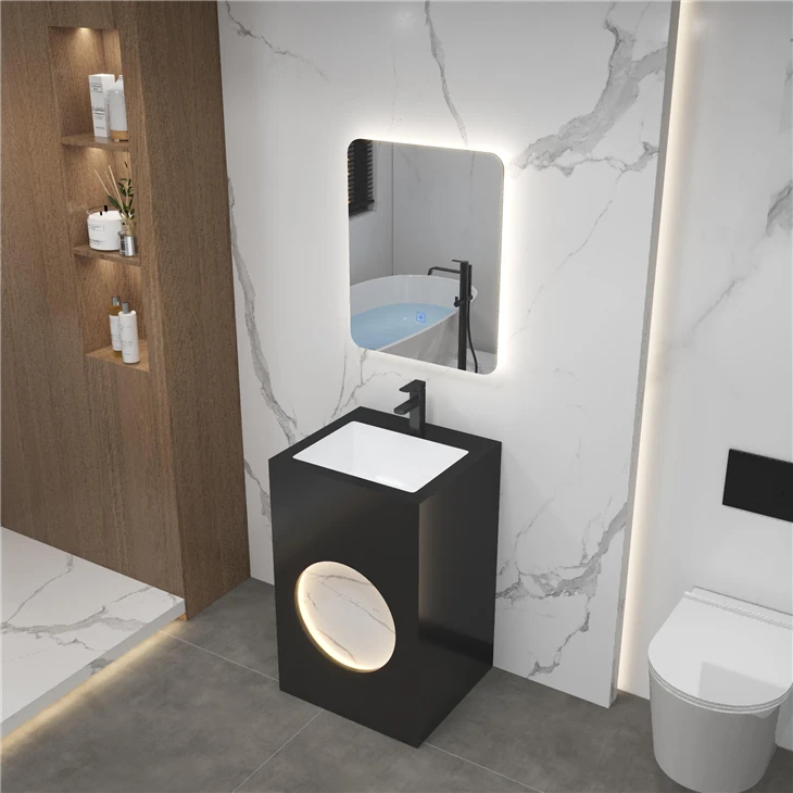 Full Moon In The Night Sky Sintered Stone One-Piece Seamless Bathroom Column Vanity